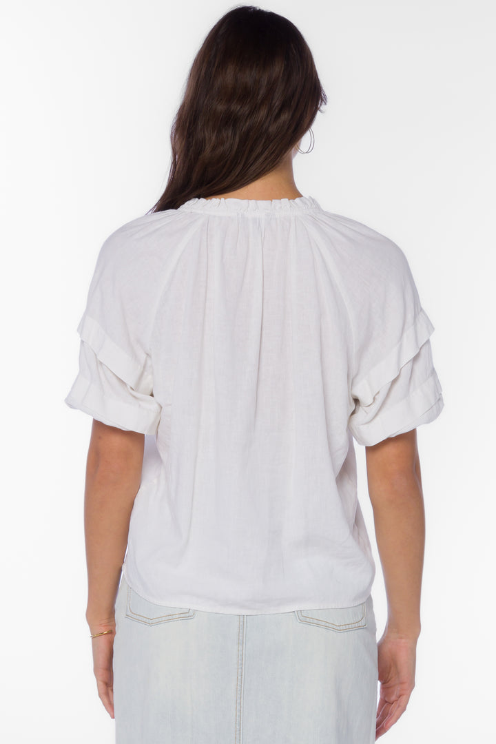 Kenna Optic White Blouse - Tops - Velvet Heart Clothing