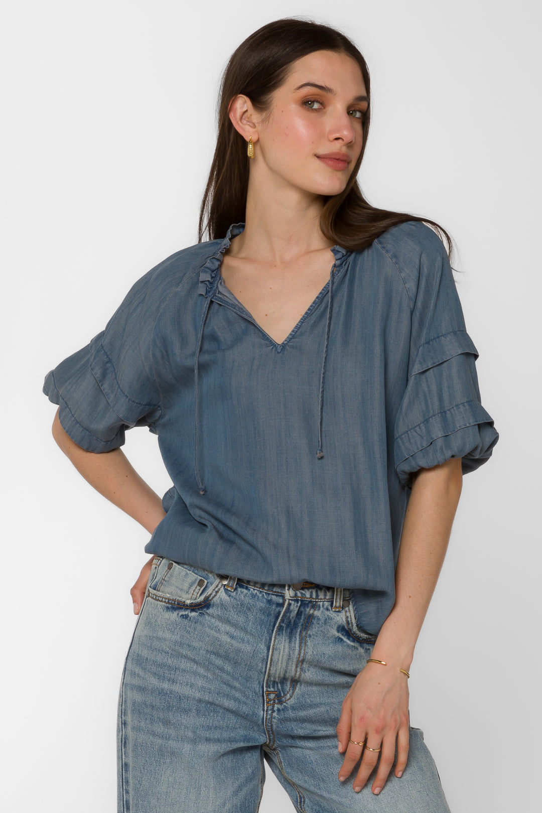 Kenna Malibu Blue Blouse - Tops - Velvet Heart Clothing