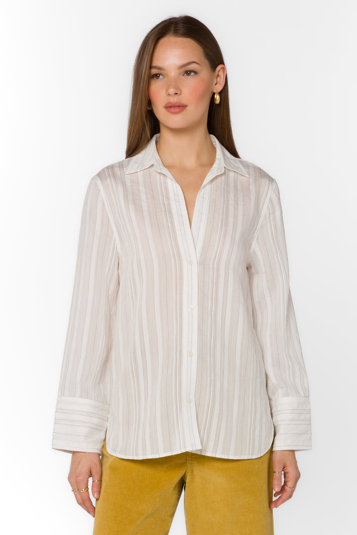 Kennedy White Black Stripe Shirt - Tops - Velvet Heart Clothing