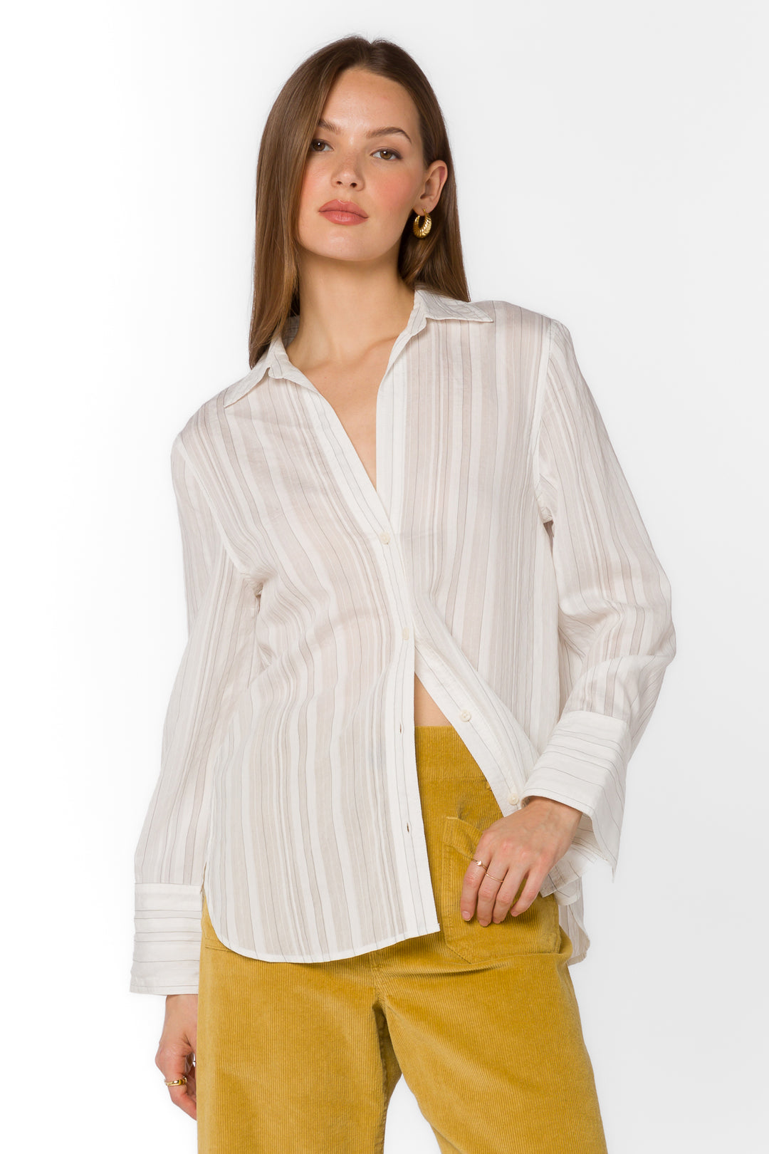 Kennedy White Black Stripe Shirt - Tops - Velvet Heart Clothing