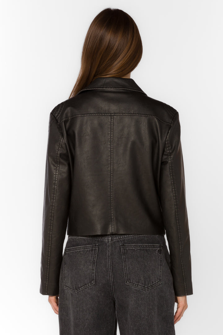 Kenwood Distressed Black Vegan Leather Jacket - Jackets & Outerwear - Velvet Heart Clothing