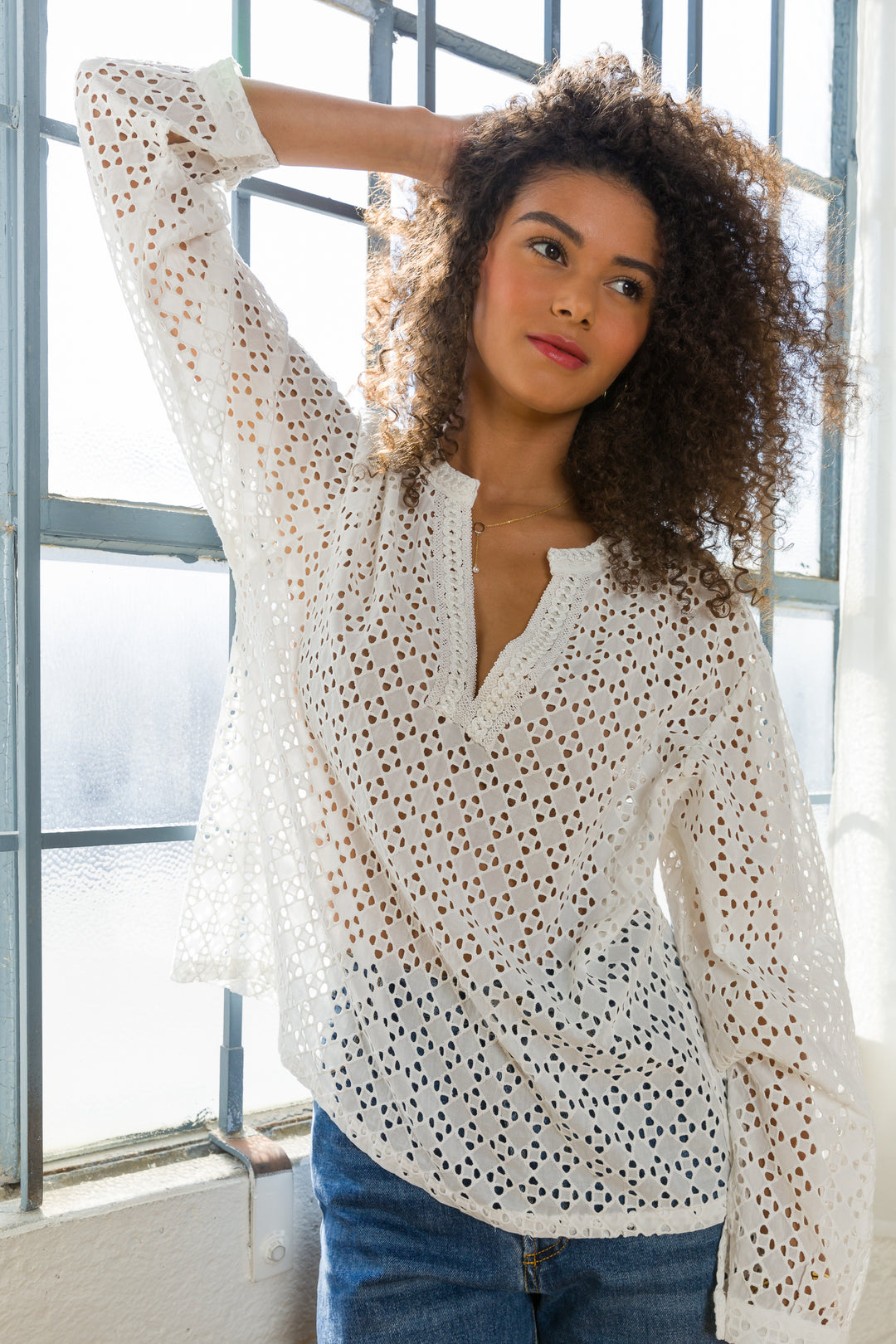 Kenza Ivory Tunic - Tops - Velvet Heart Clothing