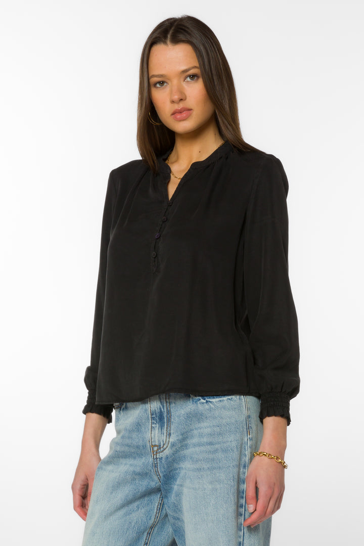 Kevin Black Blouse - Tops - Velvet Heart Clothing