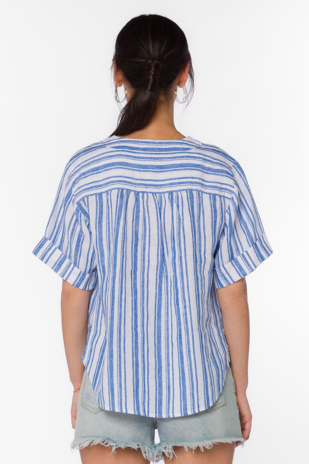 Kyro Blue Stripe Blouse - Tops - Velvet Heart Clothing