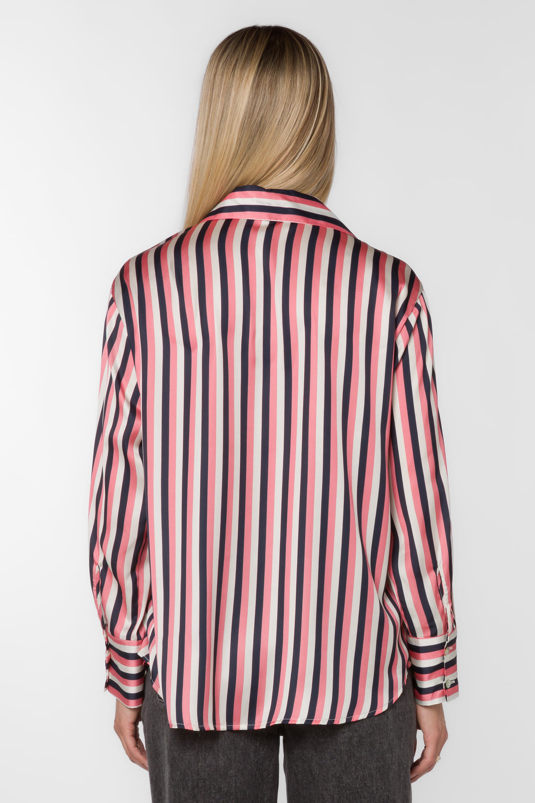 Lazaro Pink Navy Stripe Shirt - Tops - Velvet Heart Clothing