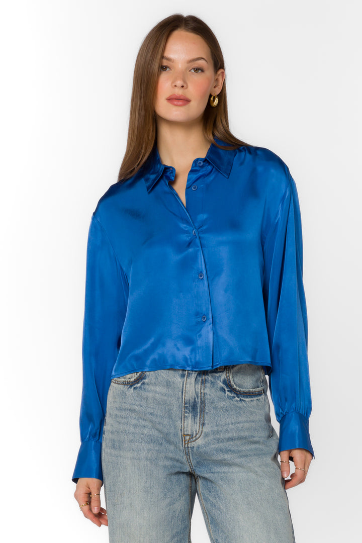 Lilith Lapis Blue Blouse - Tops - Velvet Heart Clothing