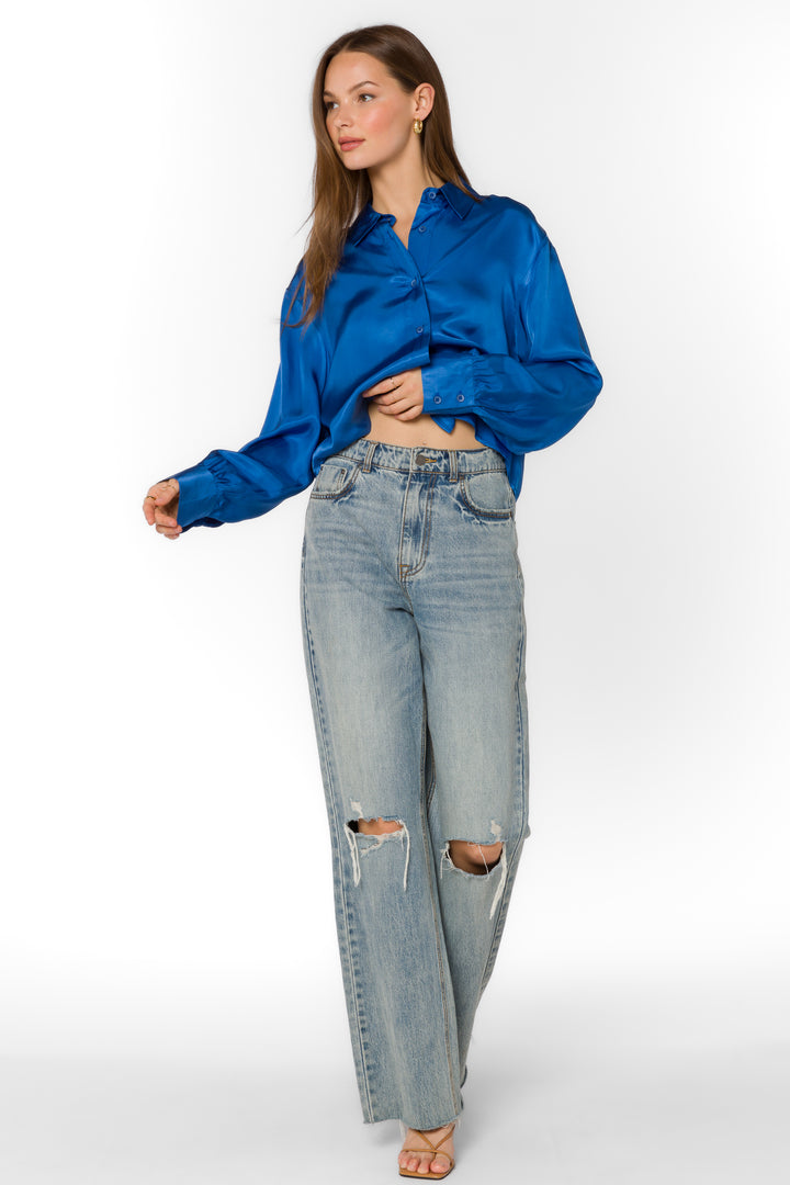 Lilith Lapis Blue Blouse - Tops - Velvet Heart Clothing