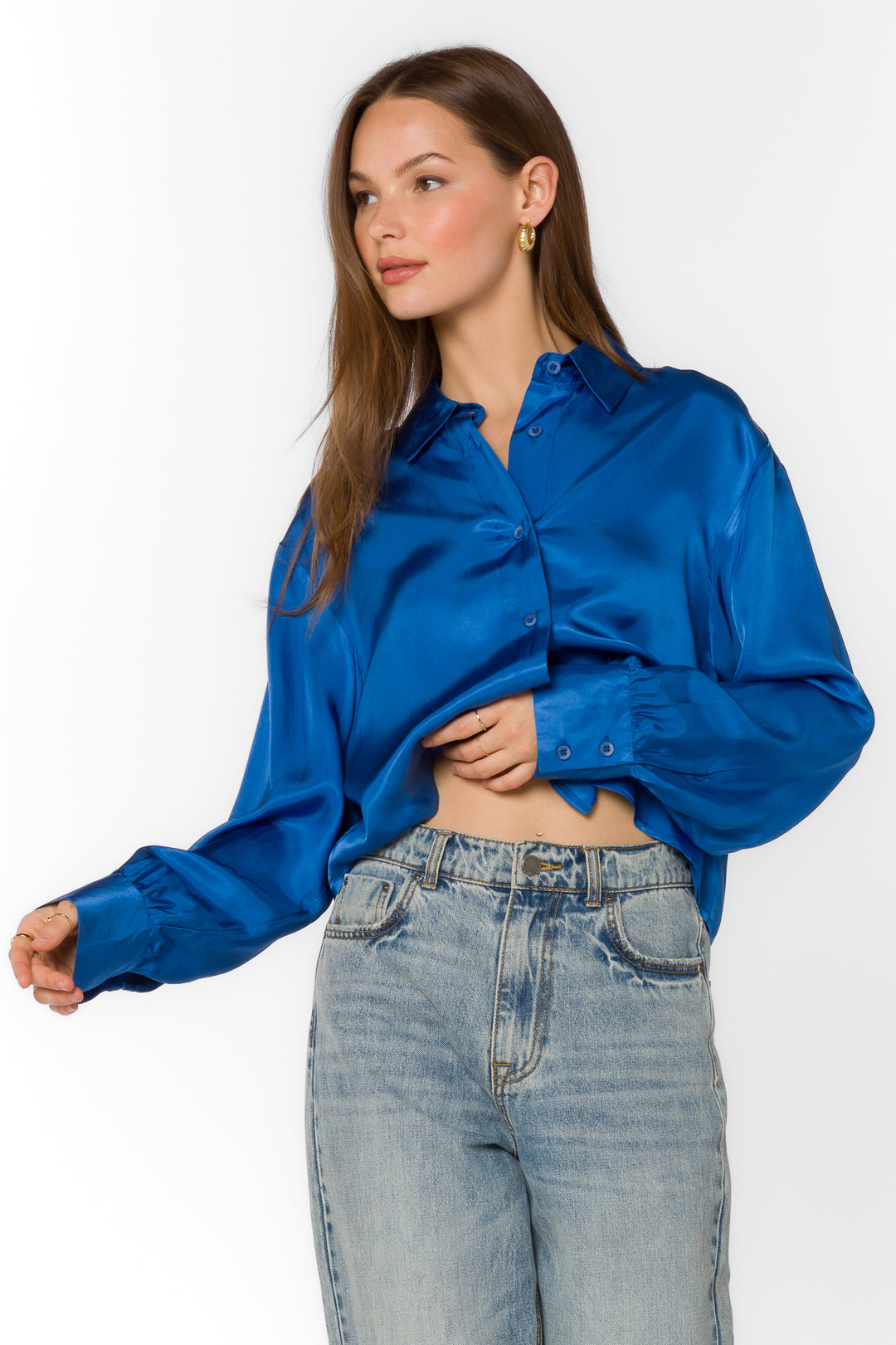 Lilith Lapis Blue Blouse - Tops - Velvet Heart Clothing