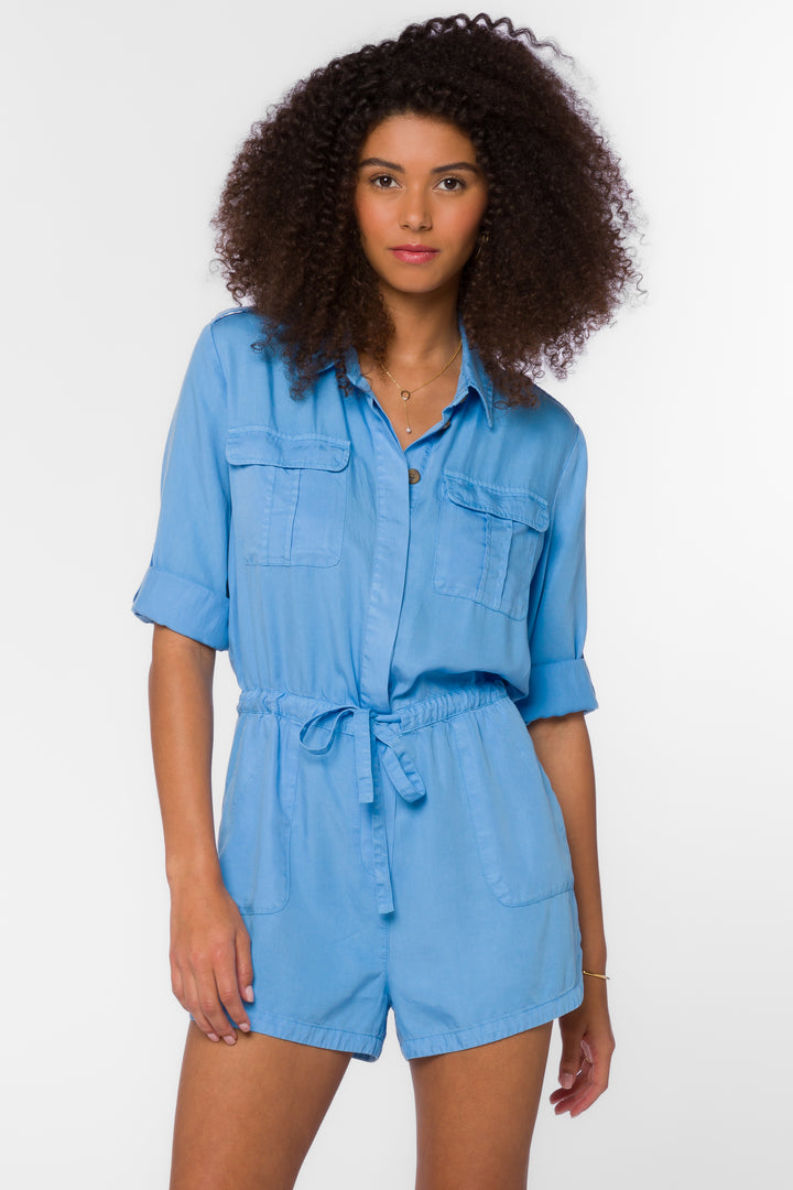 Luba Polar Blue Romper - Jumpsuits & Rompers - Velvet Heart Clothing