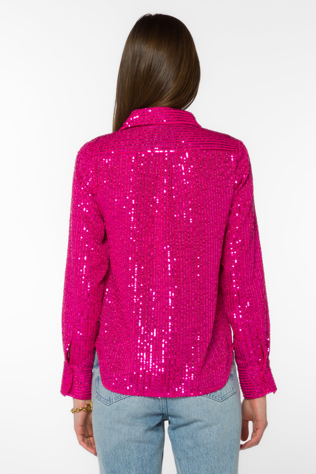 Michael Dragonfruit Sequin Shirt - Tops - Velvet Heart Clothing