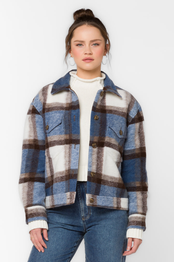 Mick Blue Brown Plaid Jacket - Jackets & Outerwear - Velvet Heart Clothing