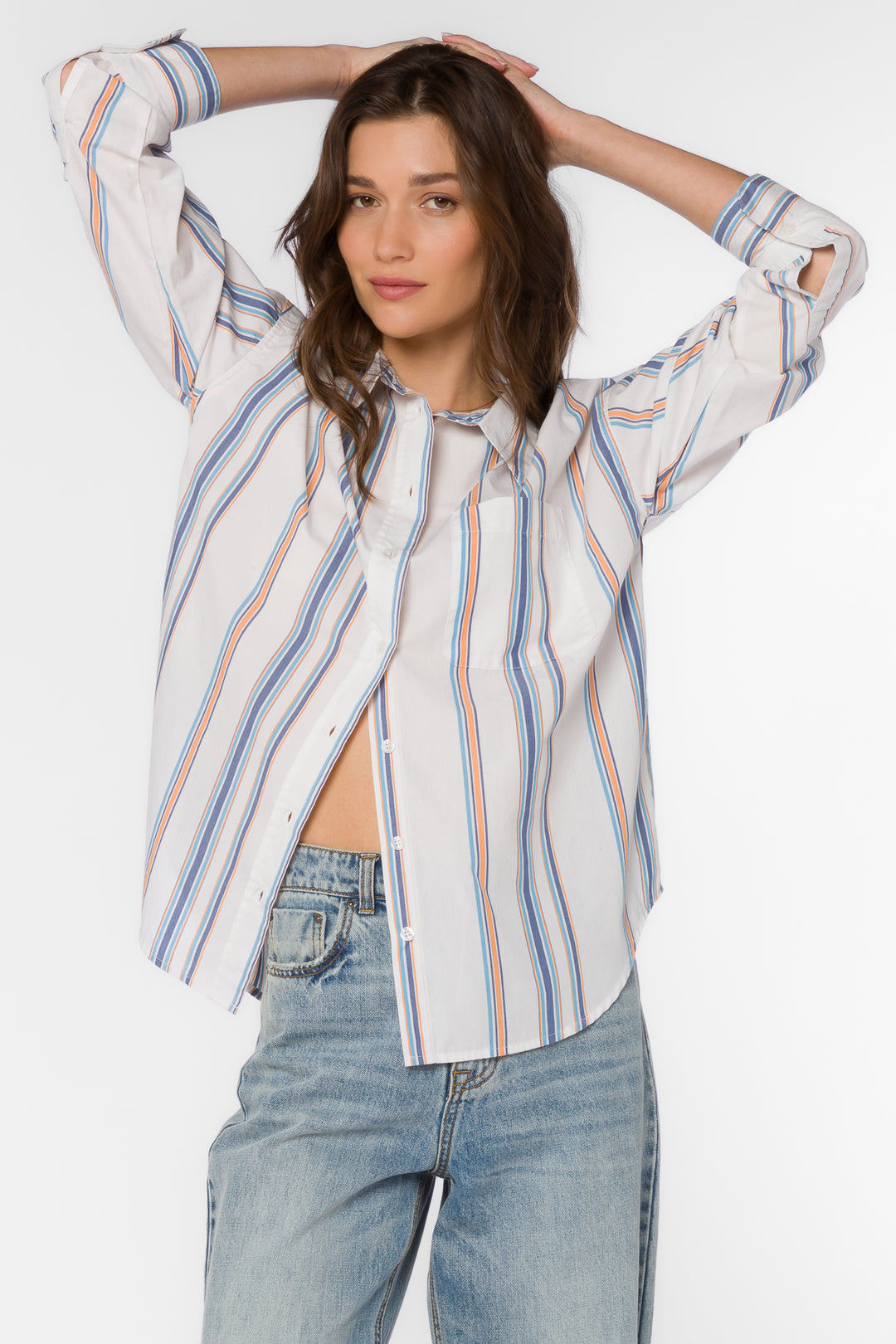 Mitch Blue Stripe Shirt - Tops - Velvet Heart Clothing