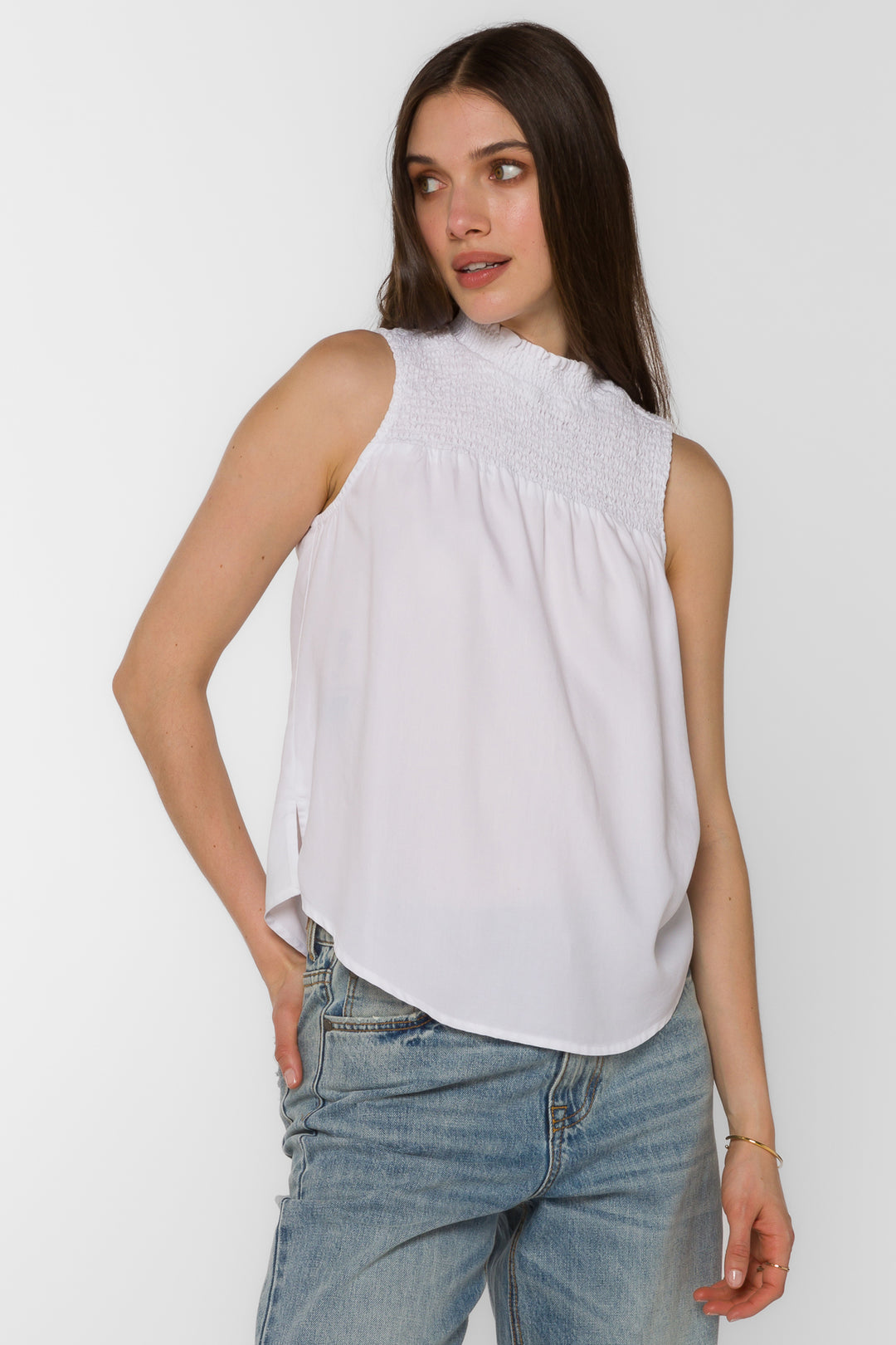 Naveen Optic White Blouse - Tops - Velvet Heart Clothing