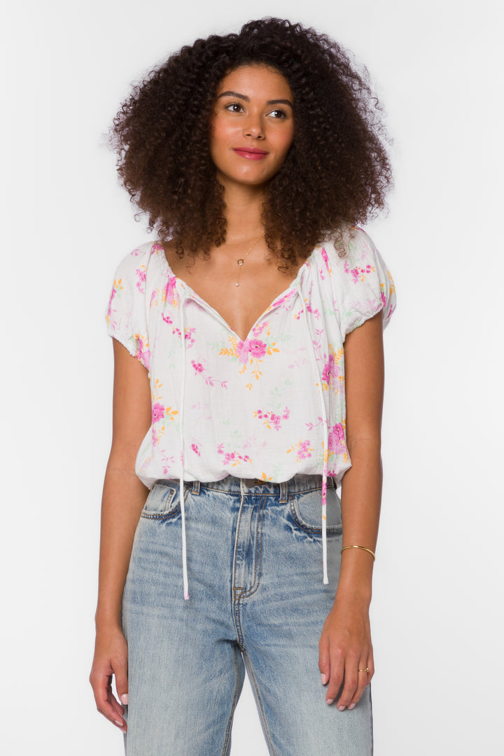 Neema Pink Summer Roses Top - Tops - Velvet Heart Clothing