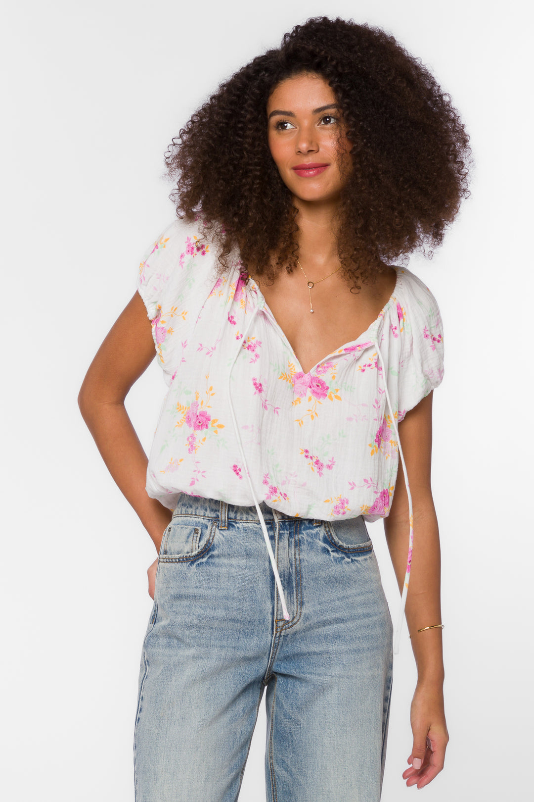 Neema Pink Summer Roses Top - Tops - Velvet Heart Clothing