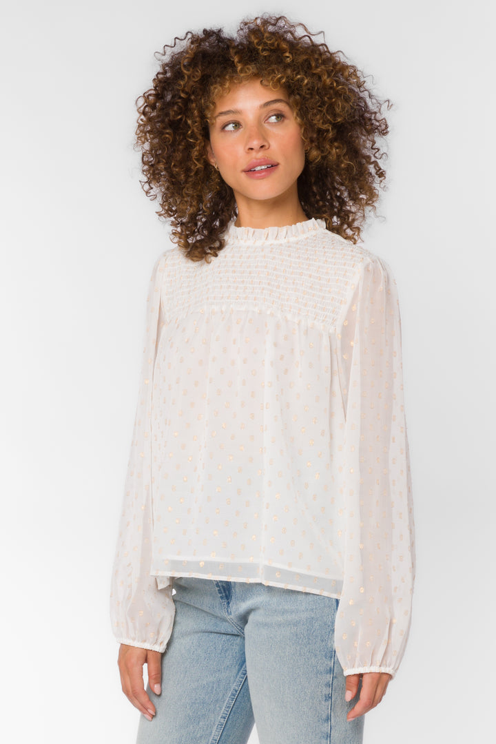 Nenna Gold Dots Blouse - Tops - Velvet Heart Clothing