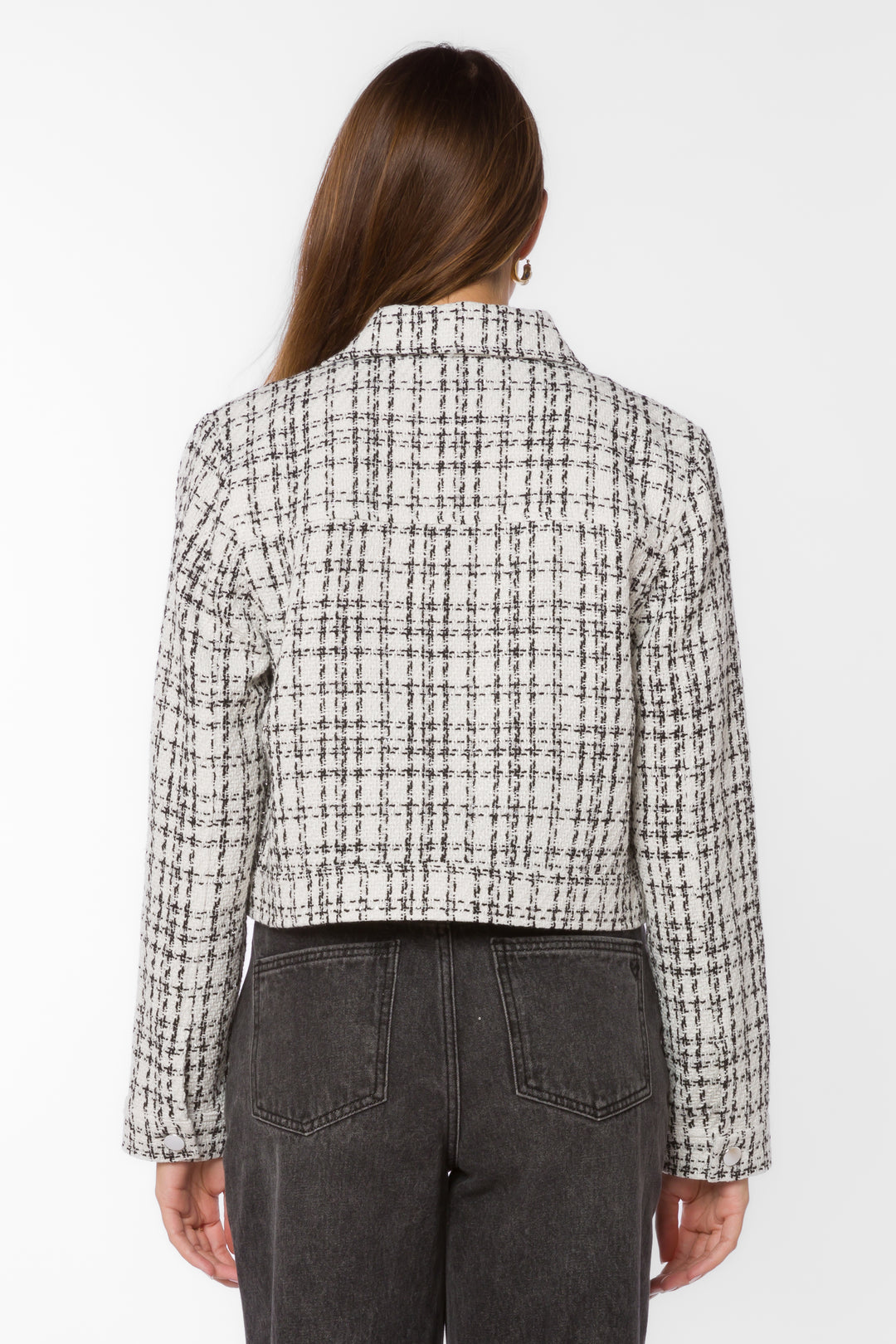 Nyra White Black Tweed Jacket - Jackets & Outerwear - Velvet Heart Clothing