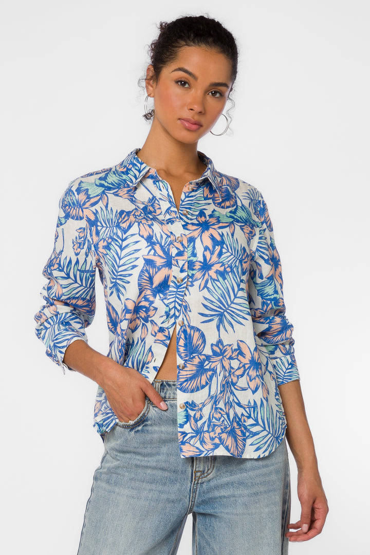 Paloma Blue Tropicana Shirt - Tops - Velvet Heart Clothing