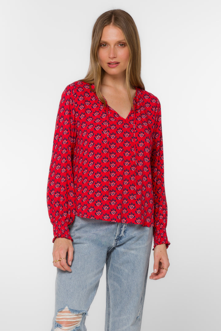 Penny Red Abstract Leaf Top