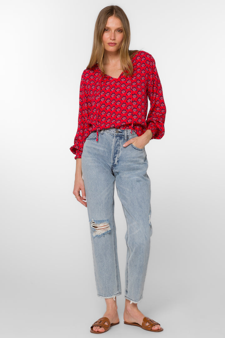 Penny Red Abstract Leaf Top