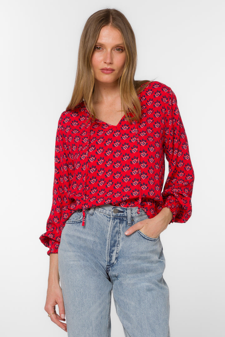 Penny Red Abstract Leaf Top