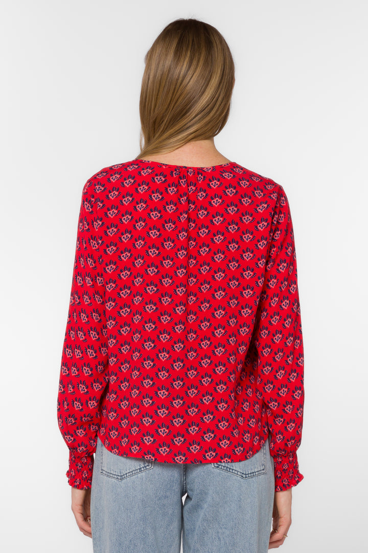 Penny Red Abstract Leaf Top