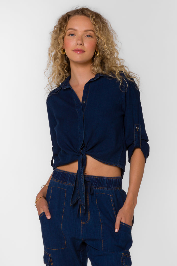 Persefoni Dark Blue Top - Tops - Velvet Heart Clothing