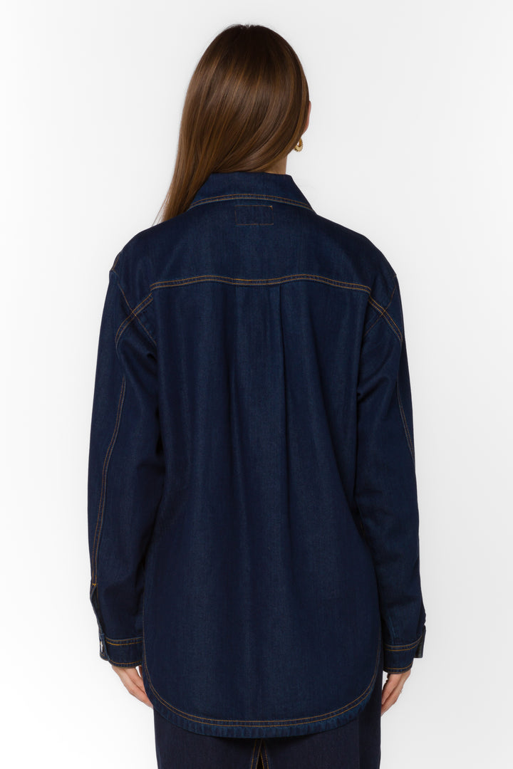 Pilar Dark Blue Denim Jacket - Jackets & Outerwear - Velvet Heart Clothing