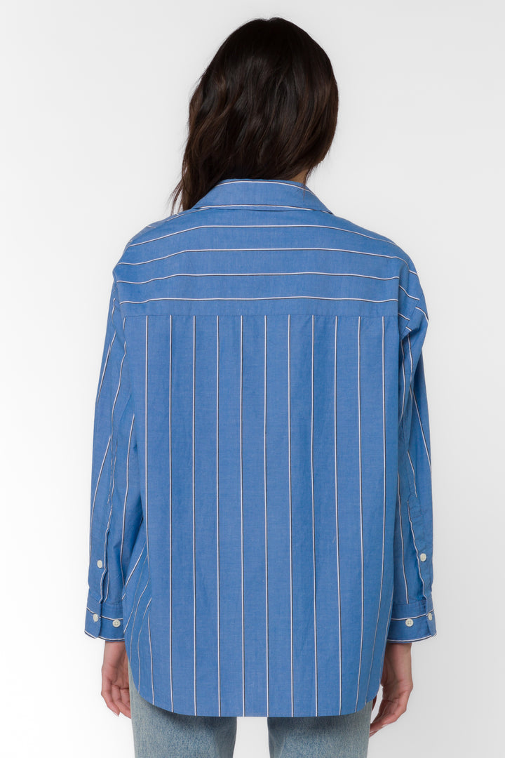 Randall Blue Stripe Shirt - Tops - Velvet Heart Clothing