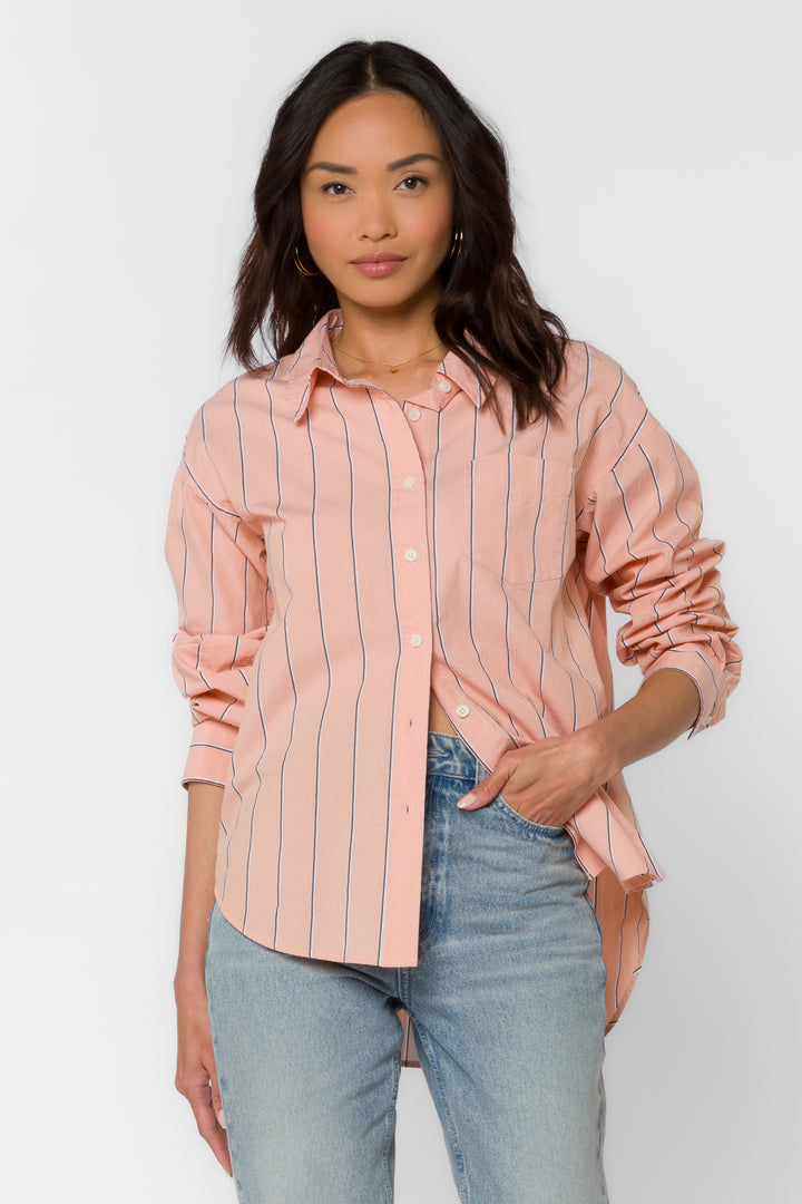 Randall Peach Stripe Shirt - Tops - Velvet Heart Clothing