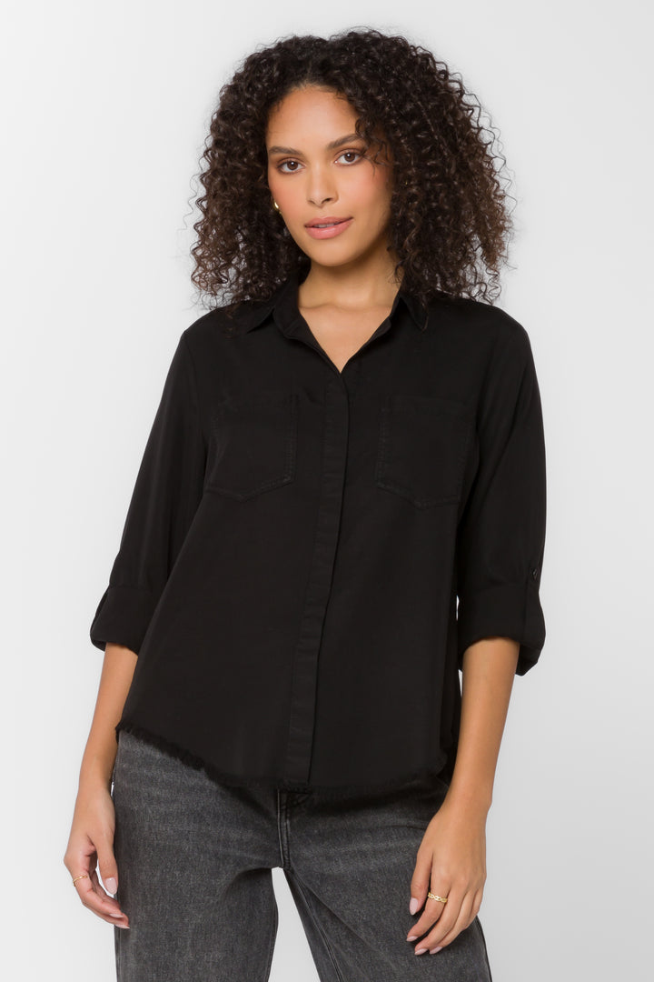 Riley Frayed Black Shirt