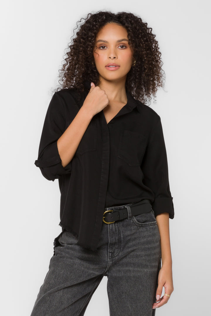 Riley Frayed Black Shirt