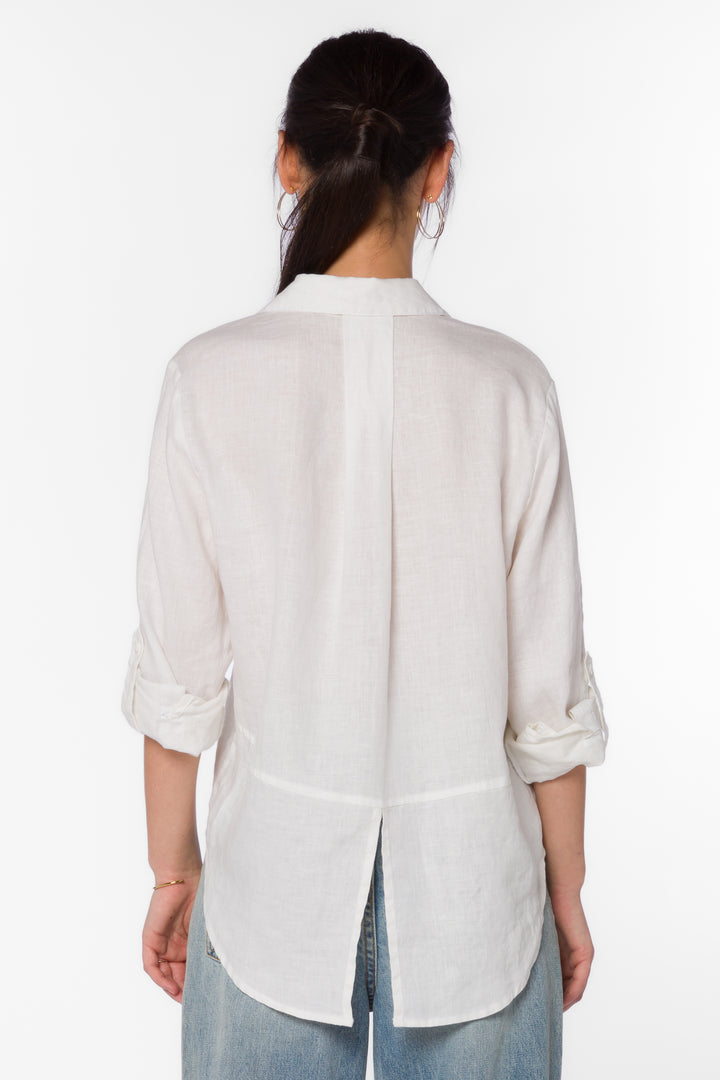 Riley White Linen Shirt - Tops - Velvet Heart Clothing