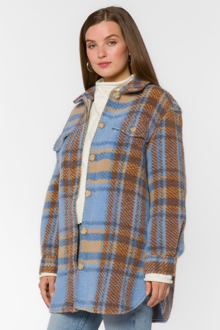 Royce Blue Brown Plaid Shacket - Jackets & Outerwear - Velvet Heart Clothing