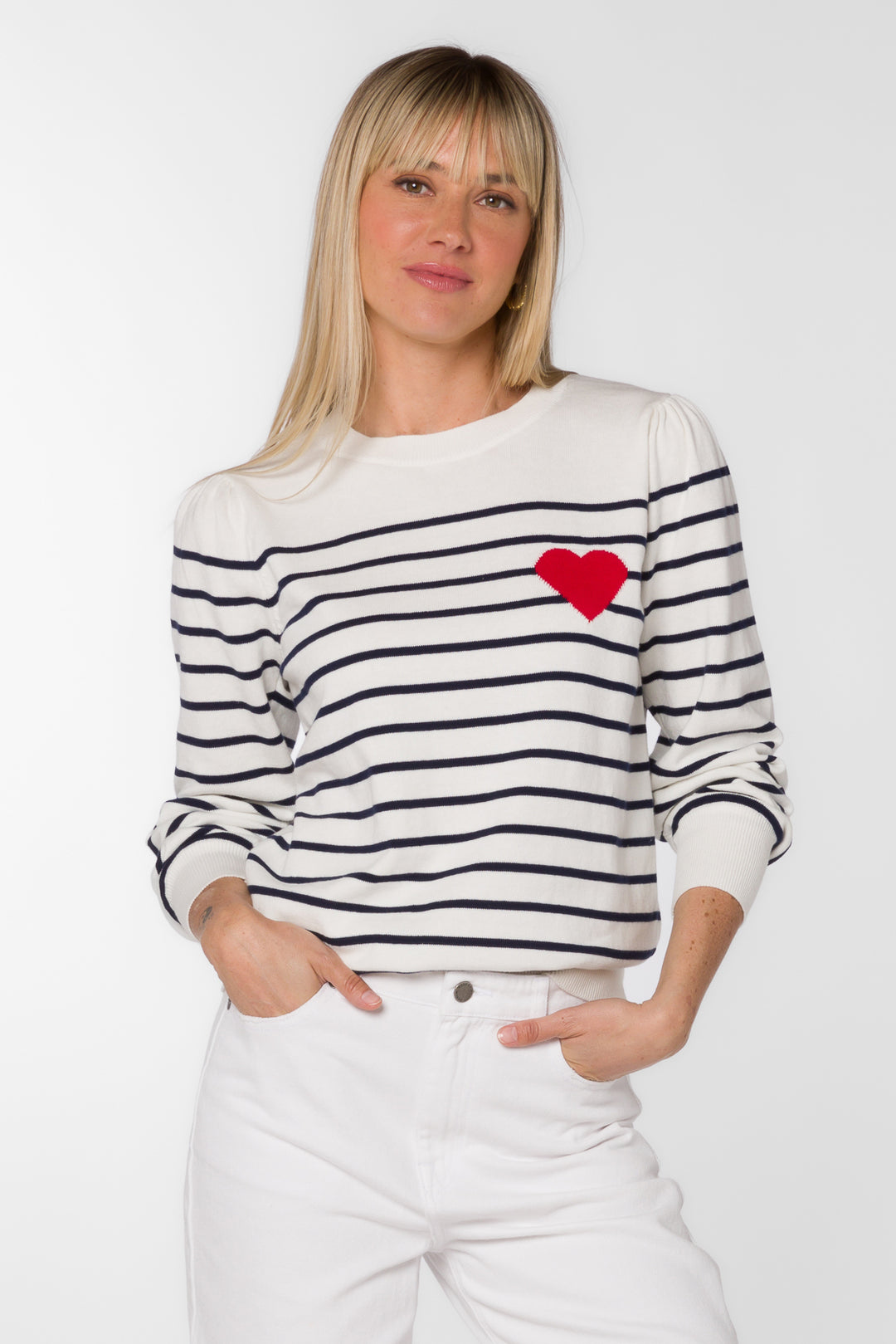 Serissa Ecru Navy Stripe Sweater - Sweaters - Velvet Heart Clothing