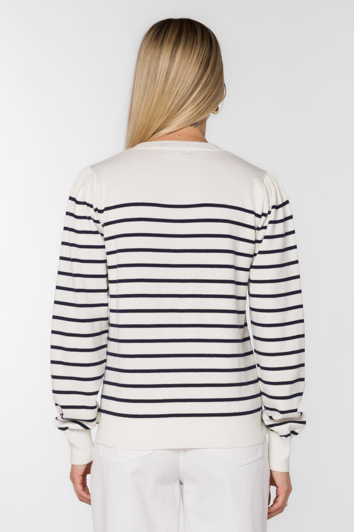 Serissa Ecru Navy Stripe Sweater - Sweaters - Velvet Heart Clothing