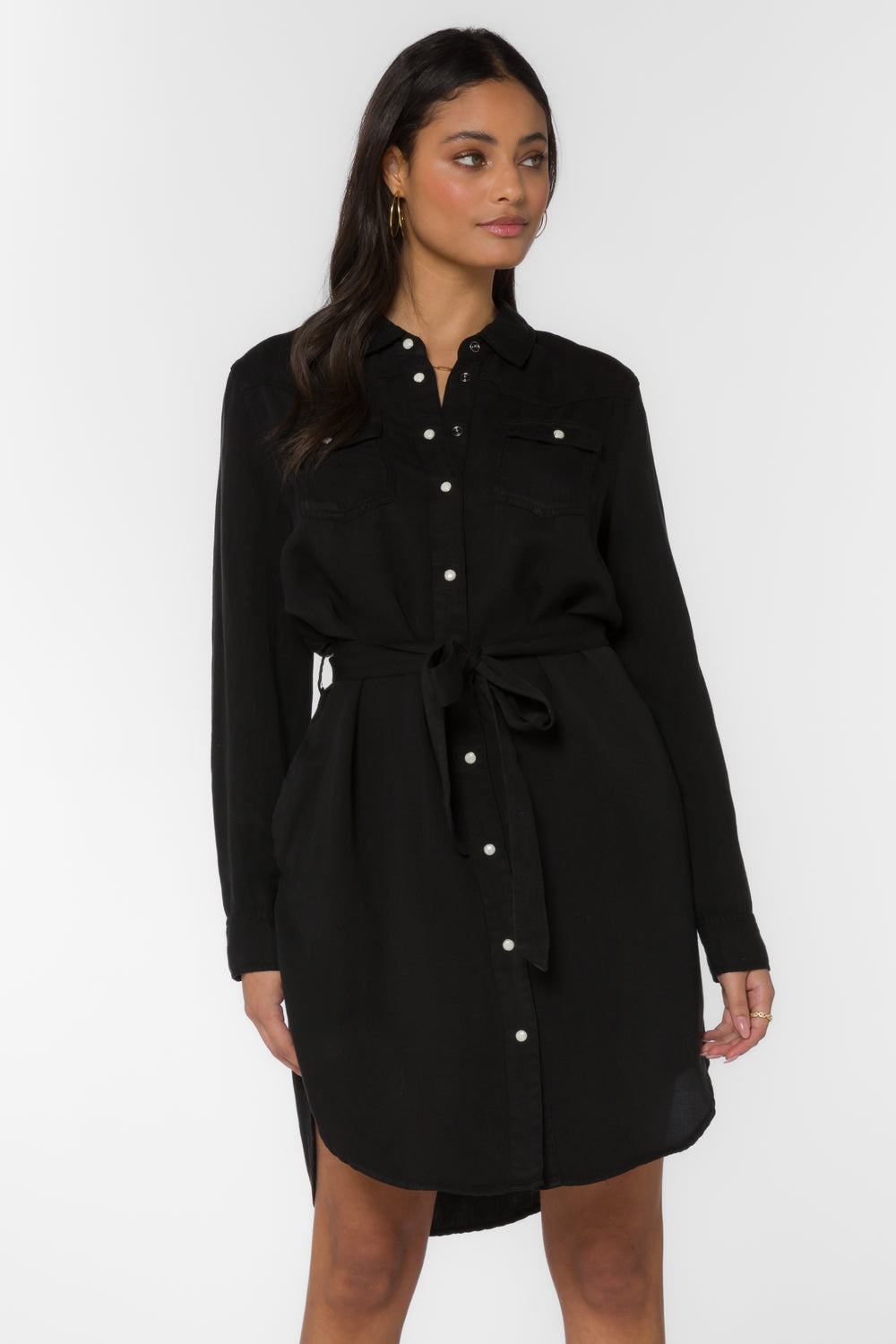 Sharilyn Black Shirtdress - Dresses - Velvet Heart Clothing