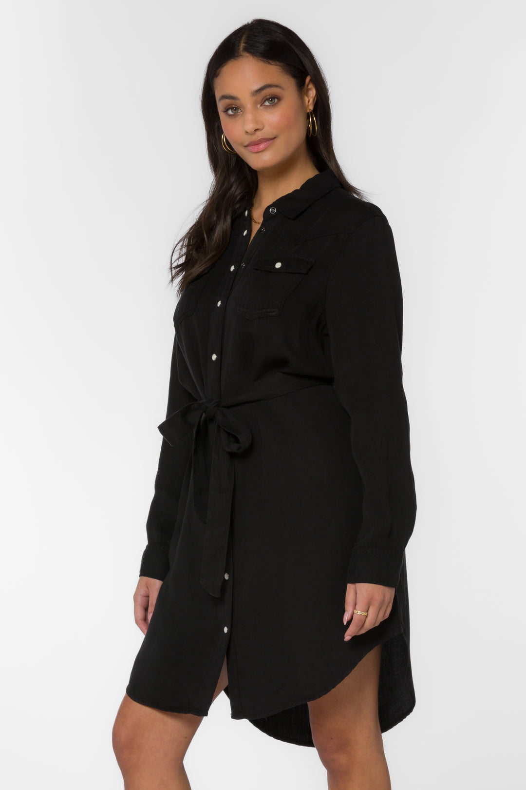 Sharilyn Black Shirtdress - Dresses - Velvet Heart Clothing