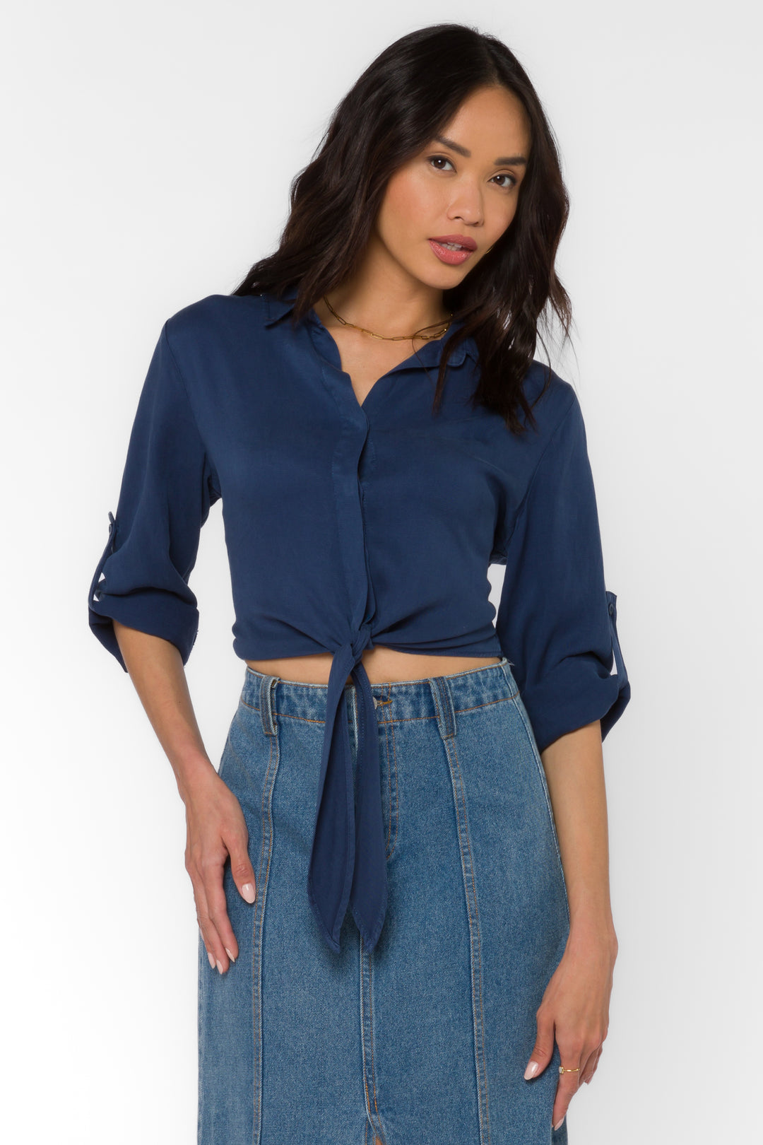 Solange French Navy Top - Tops - Velvet Heart Clothing