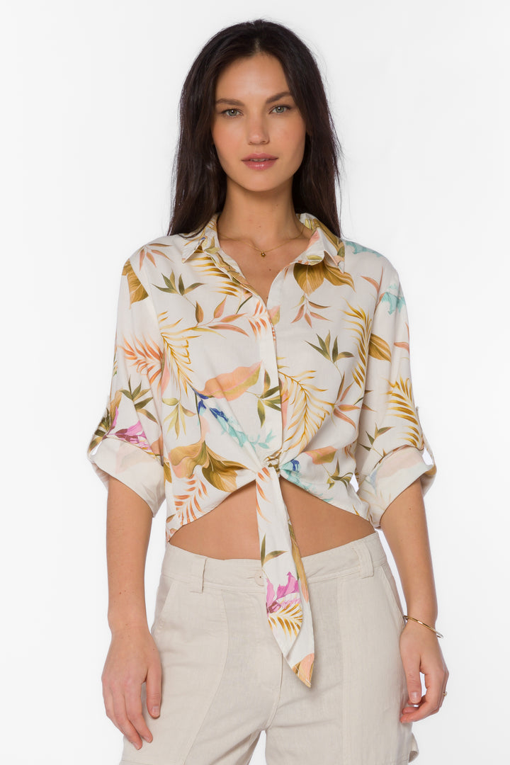 Solange Vintage Tropical Shirt - Tops - Velvet Heart Clothing