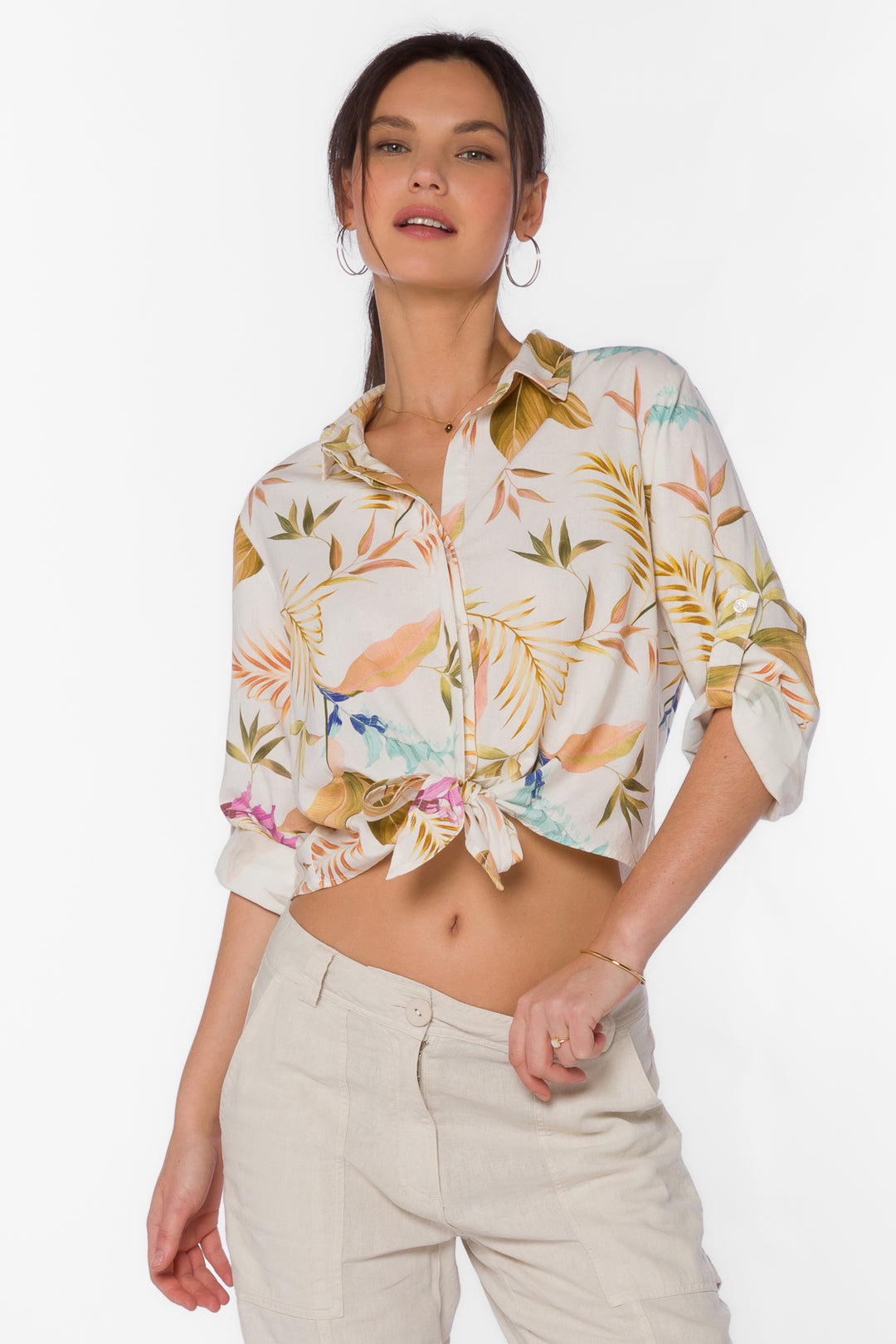 Solange Vintage Tropical Shirt - Tops - Velvet Heart Clothing