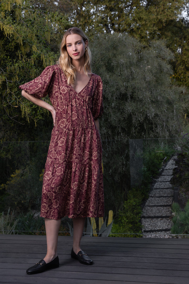 Sophia Sangria Floral Dress - Dresses - Velvet Heart Clothing