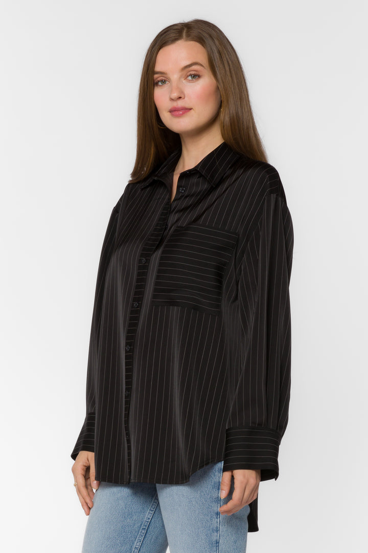 Sutton Black Stripe Shirt - Tops - Velvet Heart Clothing