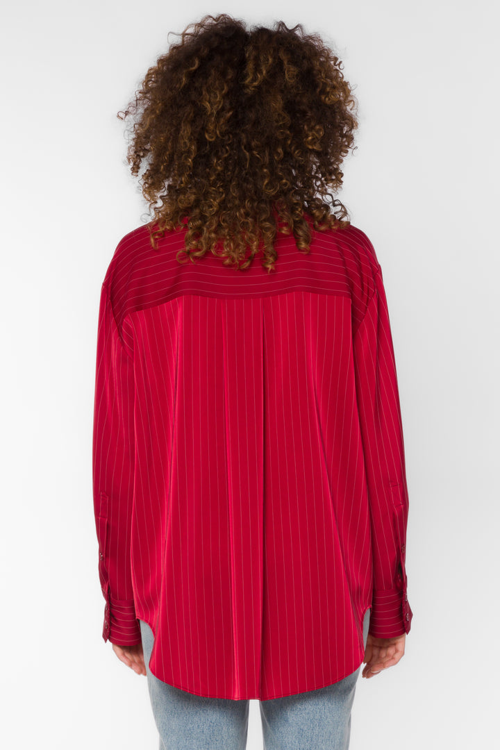 Sutton Crimson Stripe Shirt - Tops - Velvet Heart Clothing