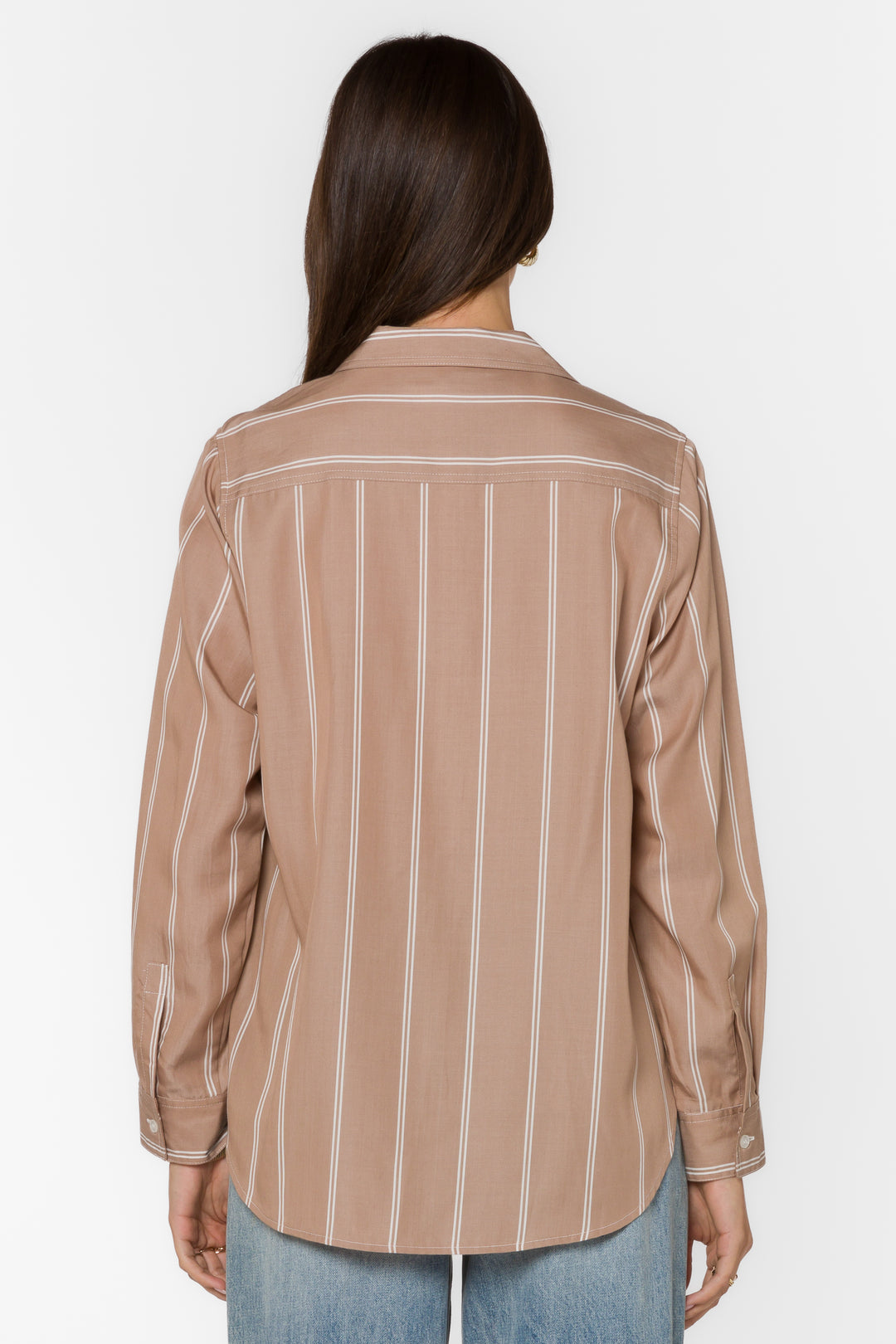 Talma Praline Stripe Shirt - Tops - Velvet Heart Clothing