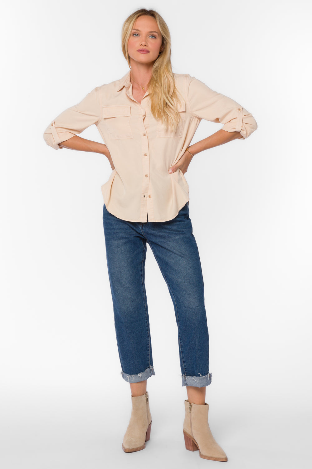 Talma Flax Beige Shirt - Tops - Velvet Heart Clothing