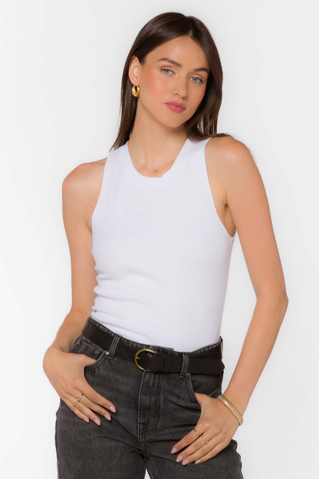 Tibby Optic White Tank - Tops - Velvet Heart Clothing