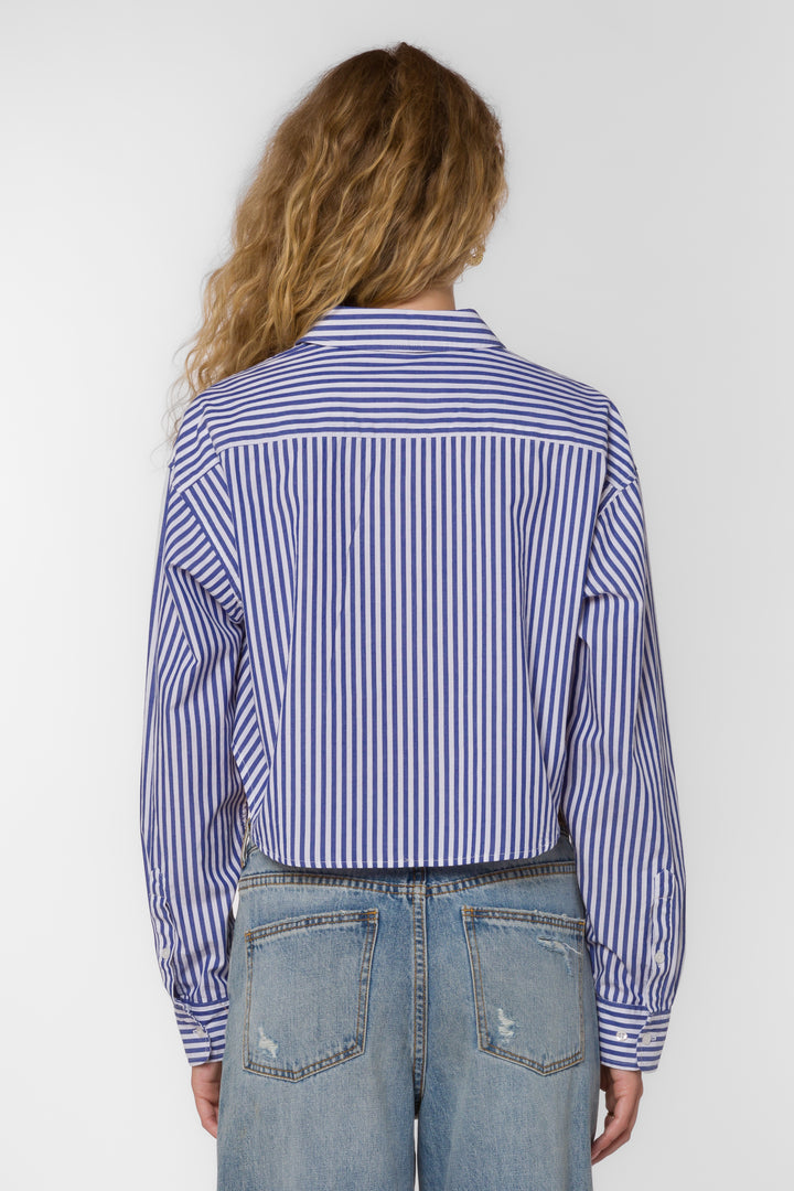 Trinity Iced Blue Stripe Shirt - Tops - Velvet Heart Clothing