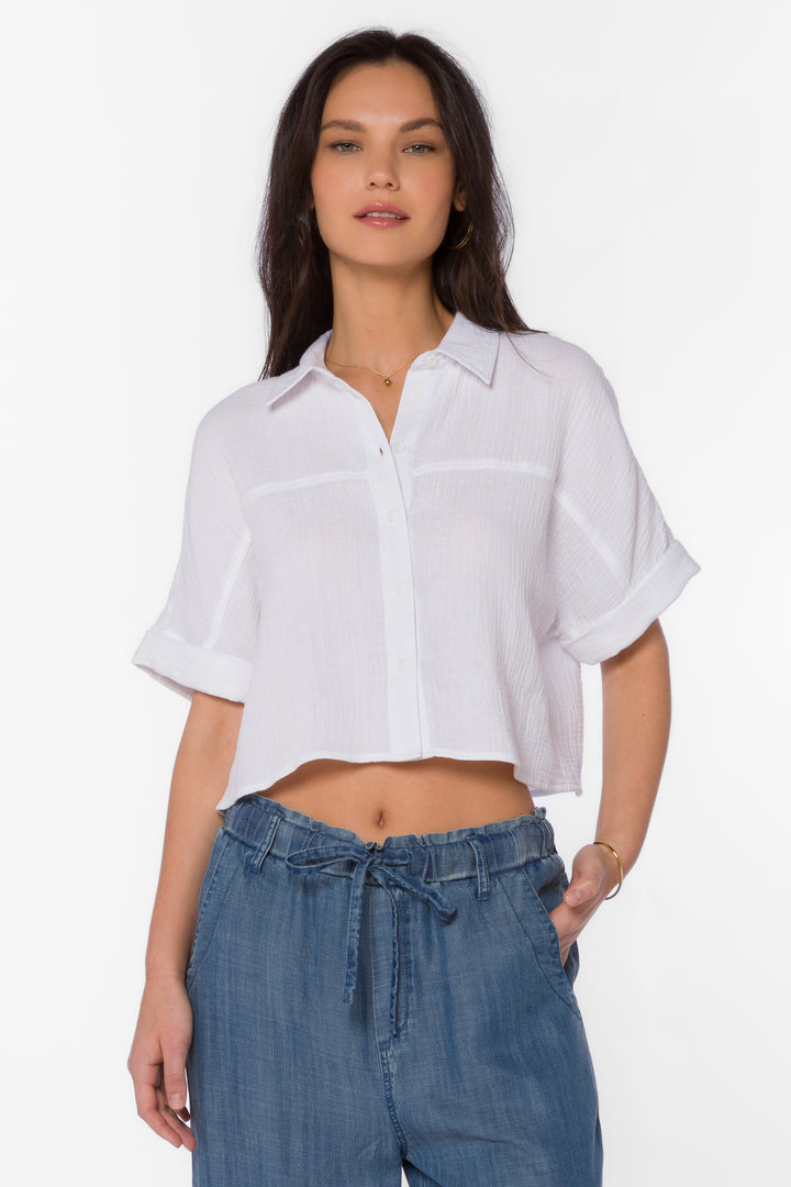 Trista Optic White Shirt - Tops - Velvet Heart Clothing