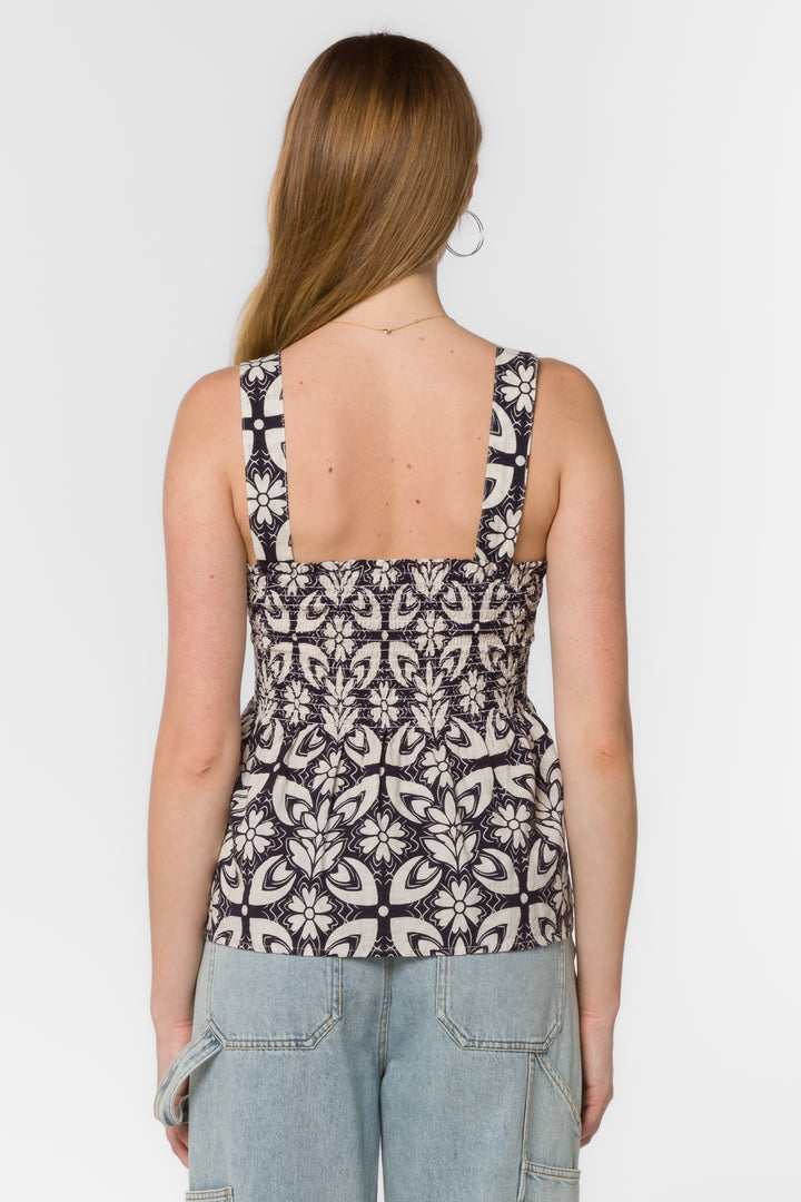 Valina Black Geo Tank - Tops - Velvet Heart Clothing